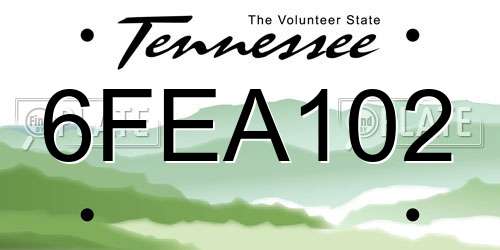 6FEA102 Tennessee License Plate