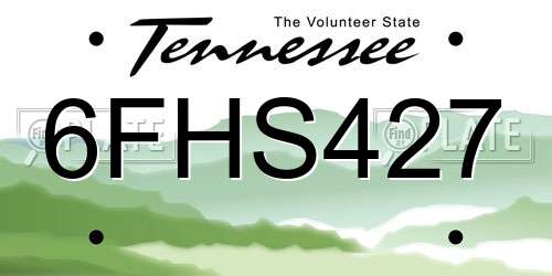 6FHS427 Tennessee License Plate
