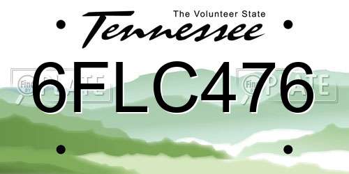 6FLC476 Tennessee License Plate