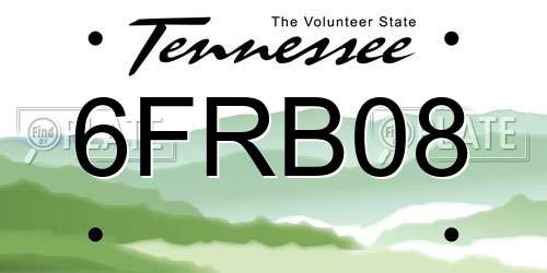 6FRB08 Tennessee License Plate