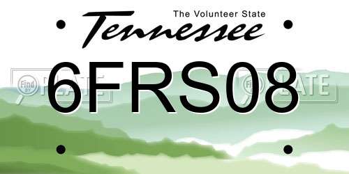 6FRS08 Tennessee License Plate