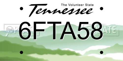 6FTA58 Tennessee License Plate