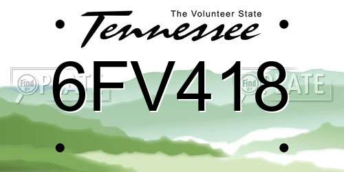 6FV418 Tennessee License Plate