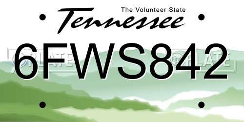 6FWS842 Tennessee License Plate