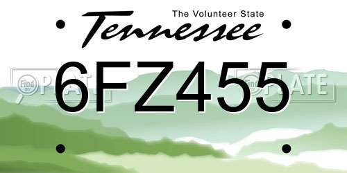 6FZ455 Tennessee License Plate