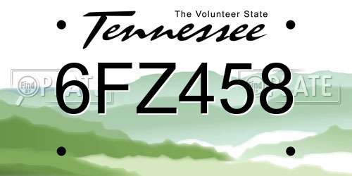 6FZ458 Tennessee License Plate