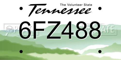 6FZ488 Tennessee License Plate