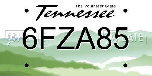6FZA85 Tennessee License Plate