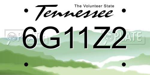 6G11Z2 Tennessee License Plate