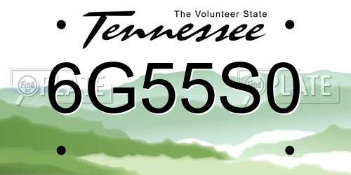 6G55S0 Tennessee License Plate