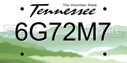 6G72M7 Tennessee License Plate
