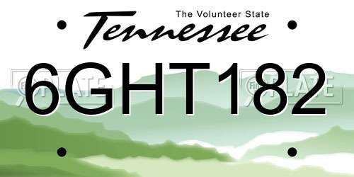 6GHT182 Tennessee License Plate