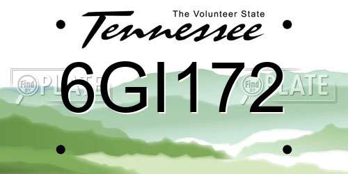 6GI172 Tennessee License Plate