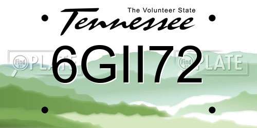 6GII72 Tennessee License Plate