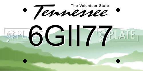 6GII77 Tennessee License Plate