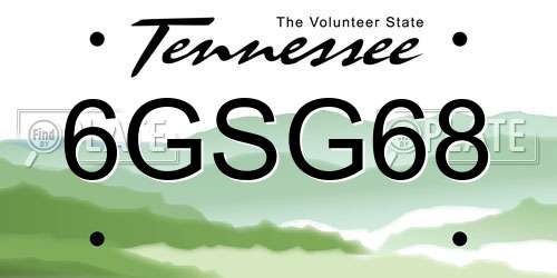 6GSG68 Tennessee License Plate