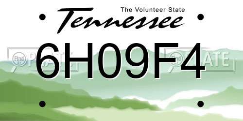 6H09F4 Tennessee License Plate