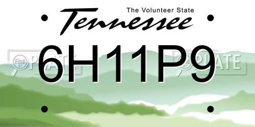 6H11P9 Tennessee License Plate
