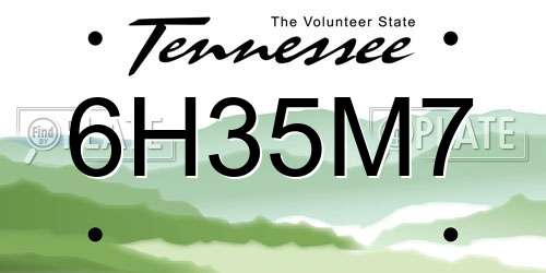 6H35M7 Tennessee License Plate