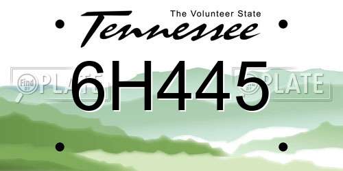 6H445 Tennessee License Plate