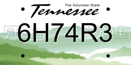 6H74R3 Tennessee License Plate