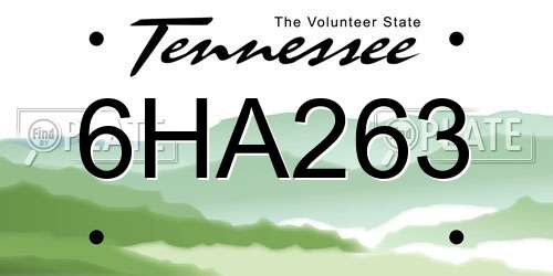 6HA263 Tennessee License Plate