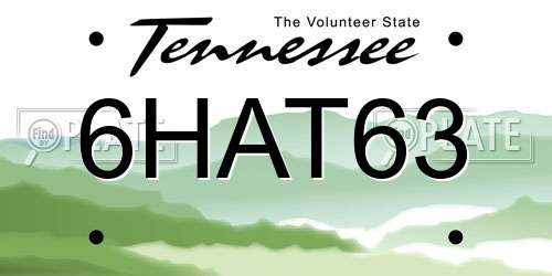 6HAT63 Tennessee License Plate