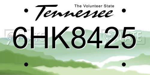 6HK8425 Tennessee License Plate