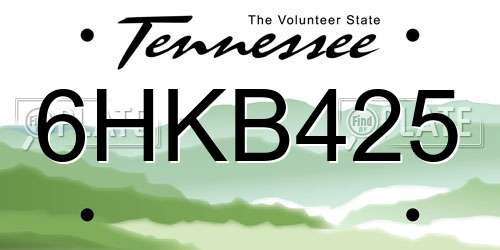 6HKB425 Tennessee License Plate