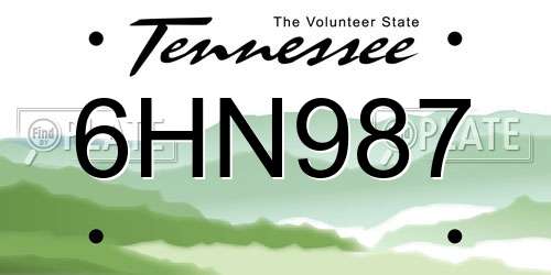 6HN987 Tennessee License Plate