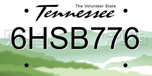 6HSB776 Tennessee License Plate
