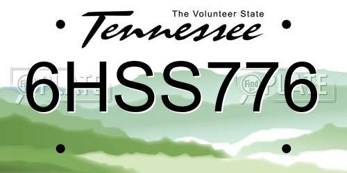 6HSS776 Tennessee License Plate