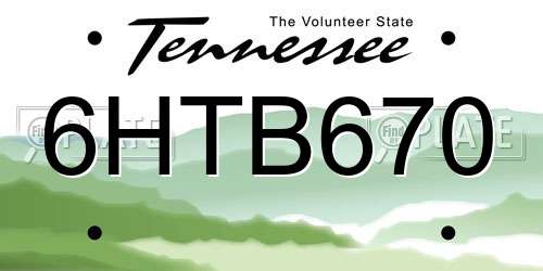 6HTB670 Tennessee License Plate