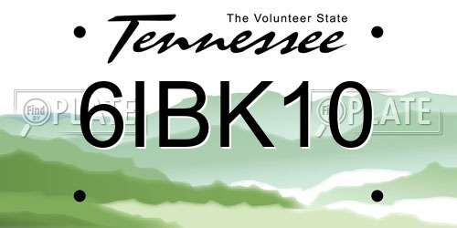6IBK10 Tennessee License Plate