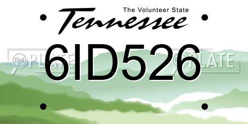6ID526 Tennessee License Plate