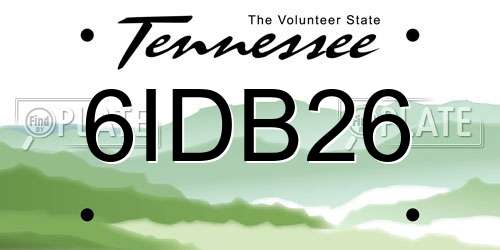 6IDB26 Tennessee License Plate