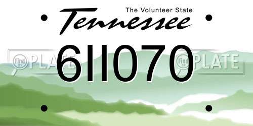 6II070 Tennessee License Plate