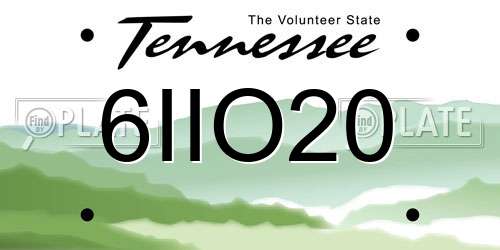 6IIO20 Tennessee License Plate