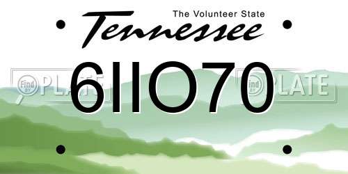 6IIO70 Tennessee License Plate