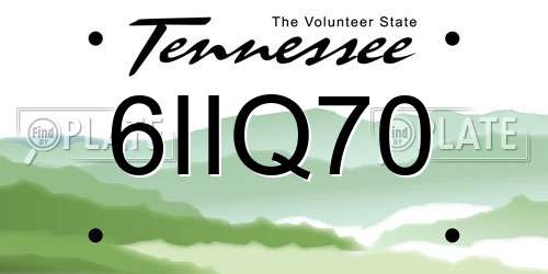 6IIQ70 Tennessee License Plate