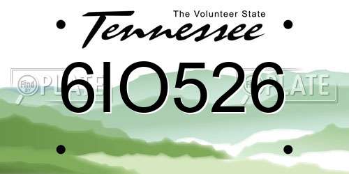 6IO526 Tennessee License Plate