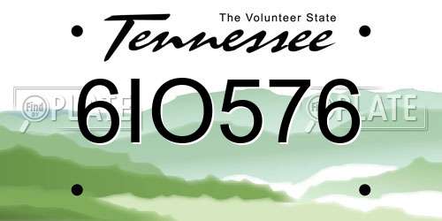 6IO576 Tennessee License Plate