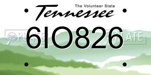 6IO826 Tennessee License Plate