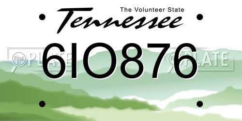 6IO876 Tennessee License Plate