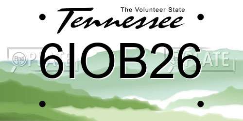 6IOB26 Tennessee License Plate