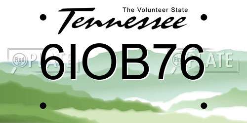 6IOB76 Tennessee License Plate