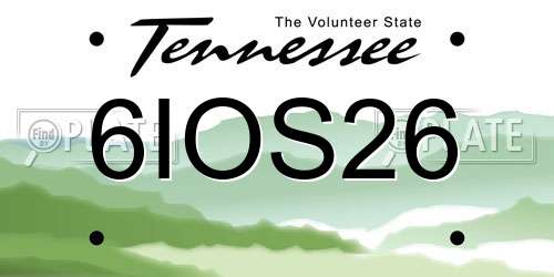 6IOS26 Tennessee License Plate