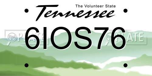 6IOS76 Tennessee License Plate