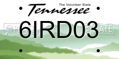 6IRD03 Tennessee License Plate