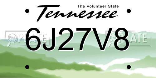 6J27V8 Tennessee License Plate